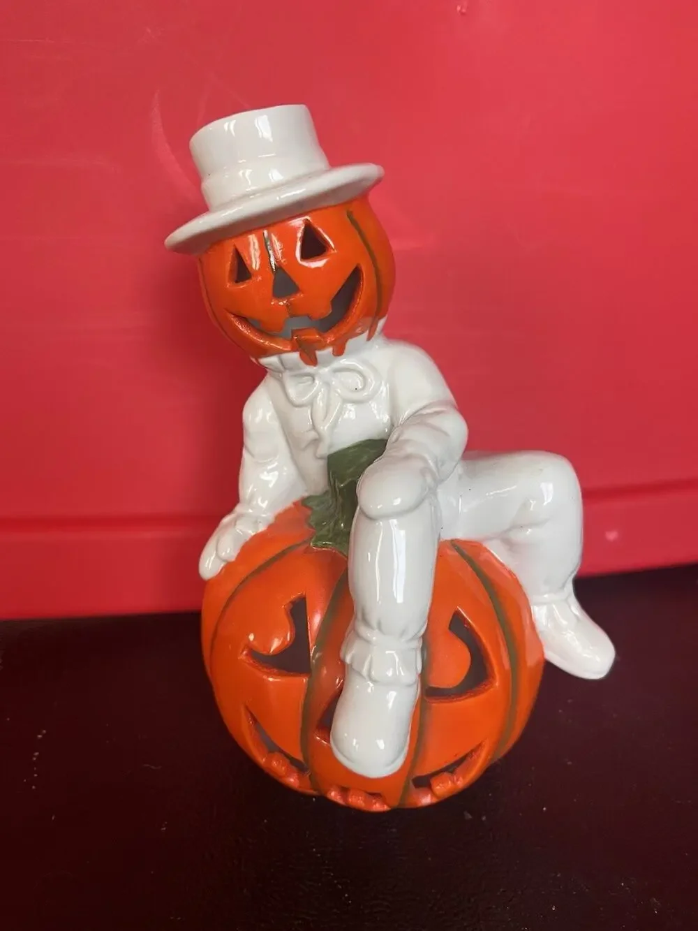 Midwest Importers Jack-O’-Lantern Tuxedo Halloween Decor VTG Display Ceramic ￼